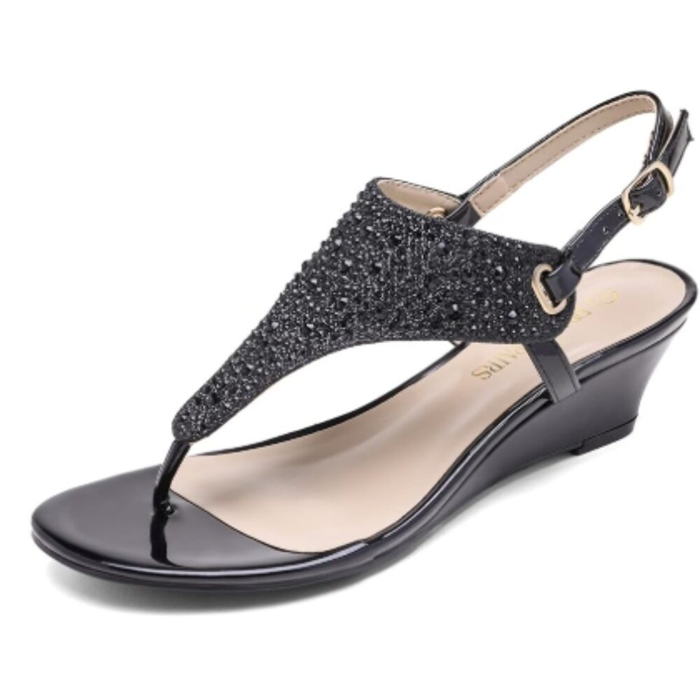 DREAM PAIRS Women's Aditi Low Wedge Dress Sandals- size 8